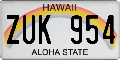HI license plate ZUK954
