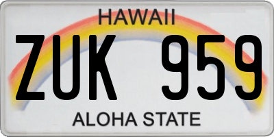 HI license plate ZUK959