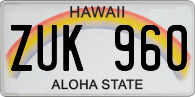 HI license plate ZUK960