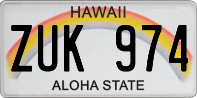HI license plate ZUK974