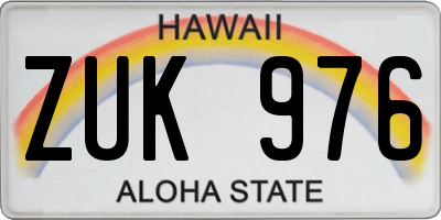 HI license plate ZUK976