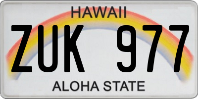 HI license plate ZUK977