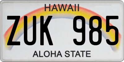 HI license plate ZUK985