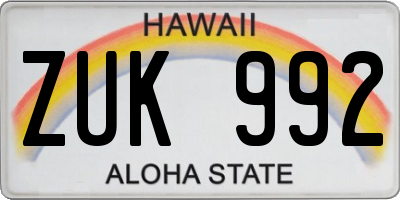 HI license plate ZUK992
