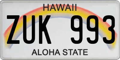 HI license plate ZUK993