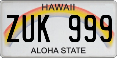 HI license plate ZUK999