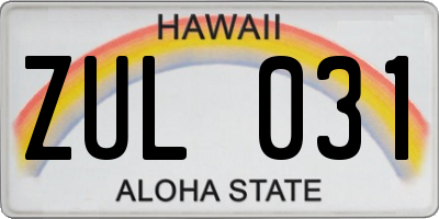 HI license plate ZUL031