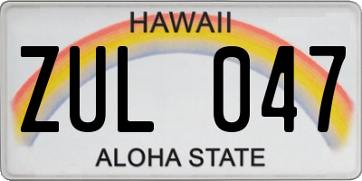 HI license plate ZUL047