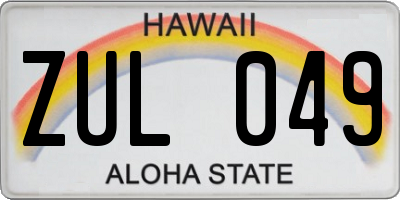 HI license plate ZUL049