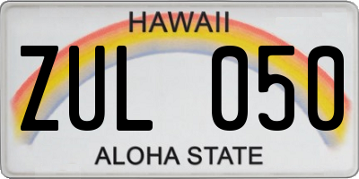 HI license plate ZUL050