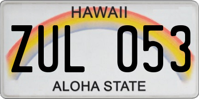 HI license plate ZUL053