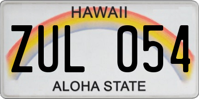 HI license plate ZUL054