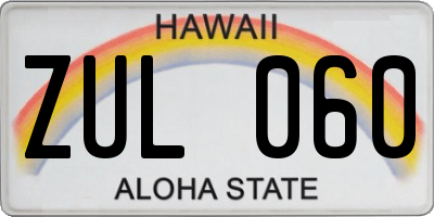 HI license plate ZUL060
