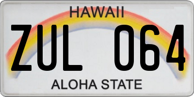 HI license plate ZUL064