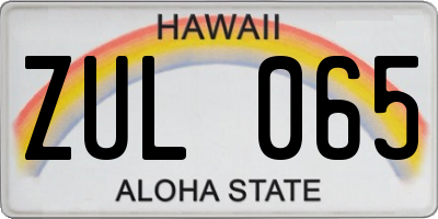HI license plate ZUL065