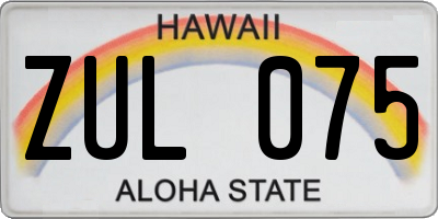 HI license plate ZUL075