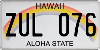 HI license plate ZUL076