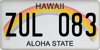 HI license plate ZUL083