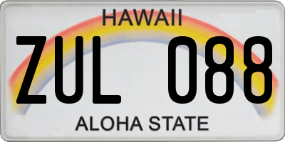 HI license plate ZUL088