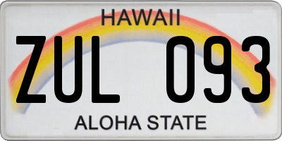 HI license plate ZUL093