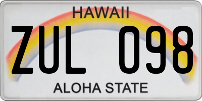 HI license plate ZUL098