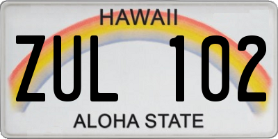 HI license plate ZUL102