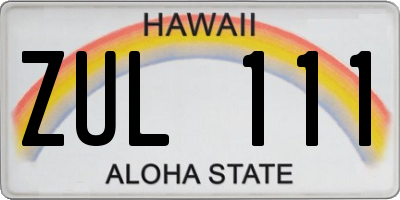 HI license plate ZUL111