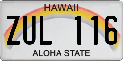 HI license plate ZUL116