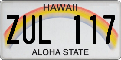 HI license plate ZUL117