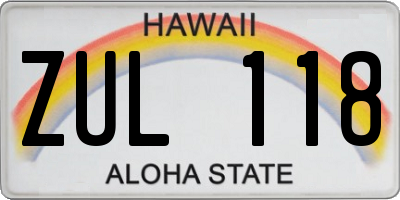 HI license plate ZUL118