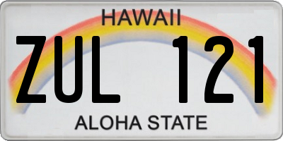 HI license plate ZUL121