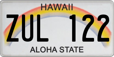 HI license plate ZUL122