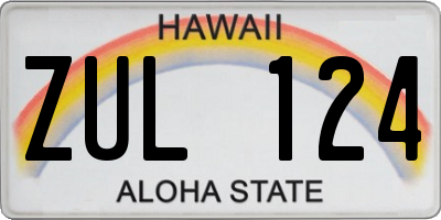 HI license plate ZUL124