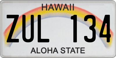 HI license plate ZUL134