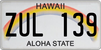 HI license plate ZUL139
