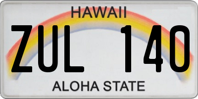 HI license plate ZUL140