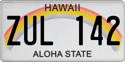 HI license plate ZUL142