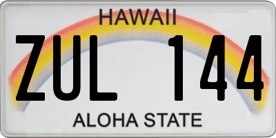HI license plate ZUL144
