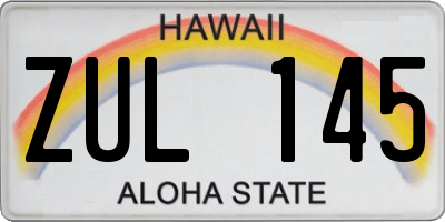 HI license plate ZUL145