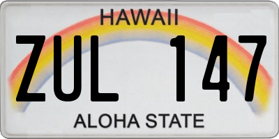 HI license plate ZUL147