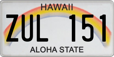 HI license plate ZUL151