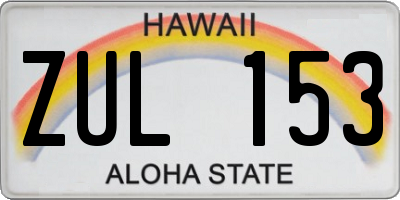 HI license plate ZUL153