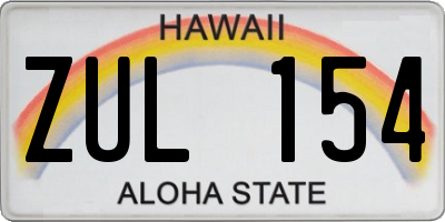 HI license plate ZUL154