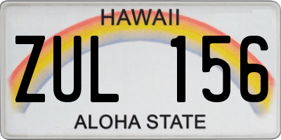 HI license plate ZUL156