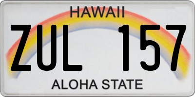 HI license plate ZUL157