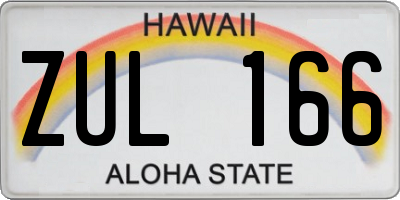 HI license plate ZUL166