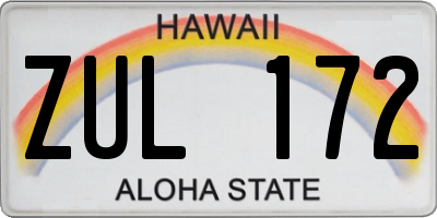 HI license plate ZUL172