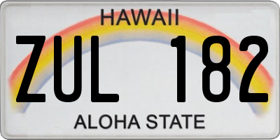 HI license plate ZUL182