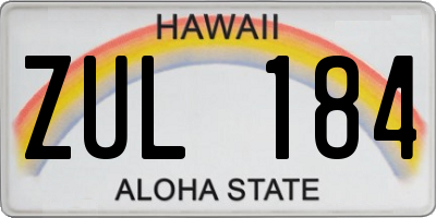 HI license plate ZUL184