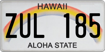 HI license plate ZUL185